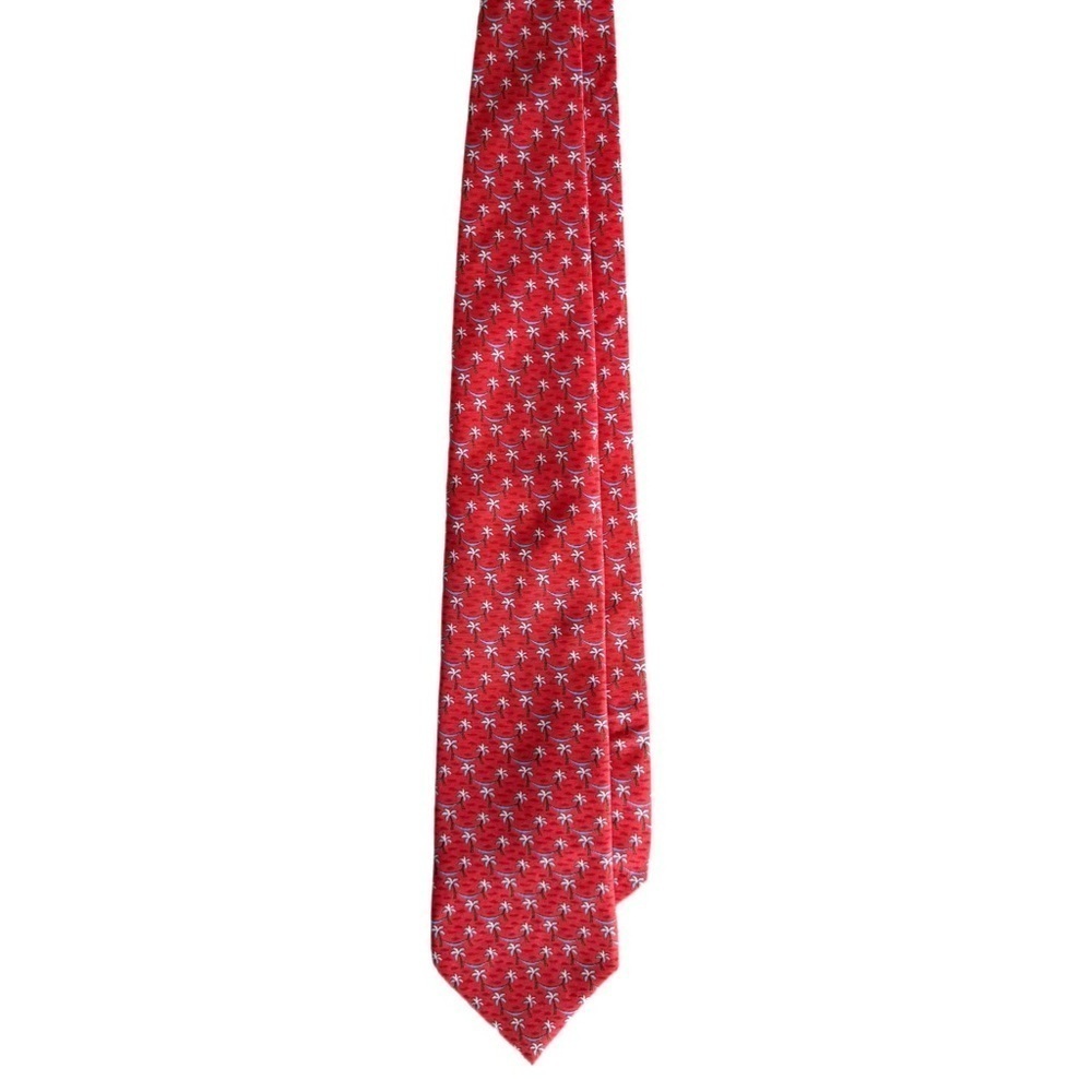 BROOKS BROTHERS COUNTRY CLUB SILK PALM TREE HAMMOCK RED NOVELTY TIE - Picture 2 of 7